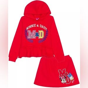 Disney Minnie & Daisy Red Kids Hoodie and Skirt Set 3T